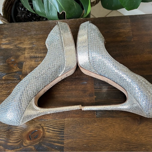 Jimmy Choo Luna Glitter Peep Toe Platform High Heel Pumps EU38.5 US8.5 - Picture 10 of 17